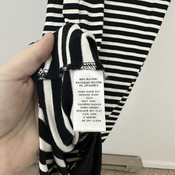 Loft Womens XL Rayon Stretchy Striped Maxi Dress Casual Comfort Open Back - Picture 5 of 7